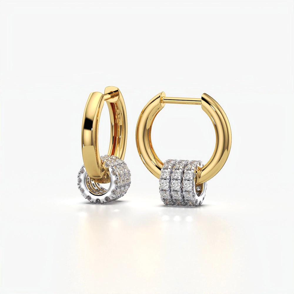 Pavé Bead Charm Hoop Earrings