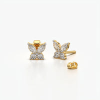 Marquise Round Butterfly Stud Earrings