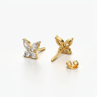 Marquise Round Butterfly Stud Earrings