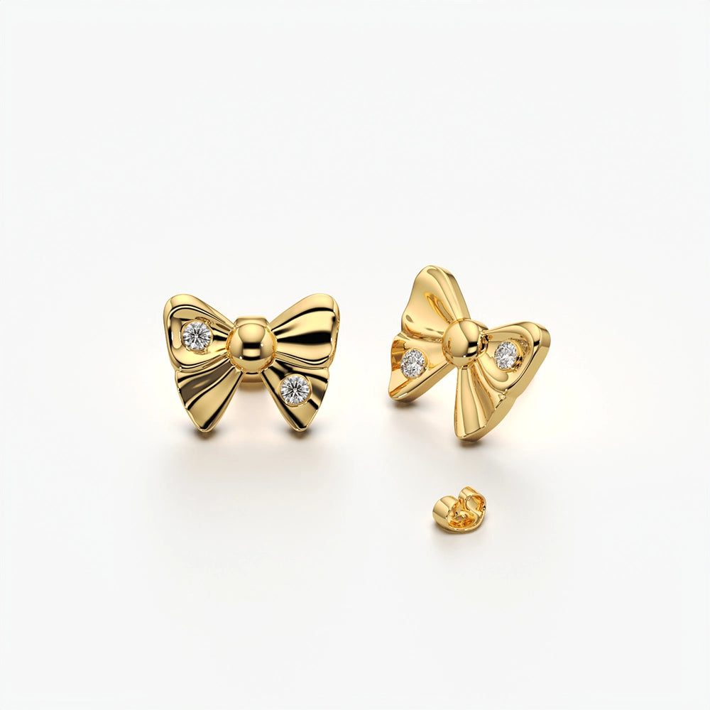 Tiny Sculpted Bow Stud Earrings
