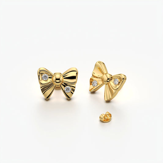 Tiny Sculpted Bow Stud Earrings