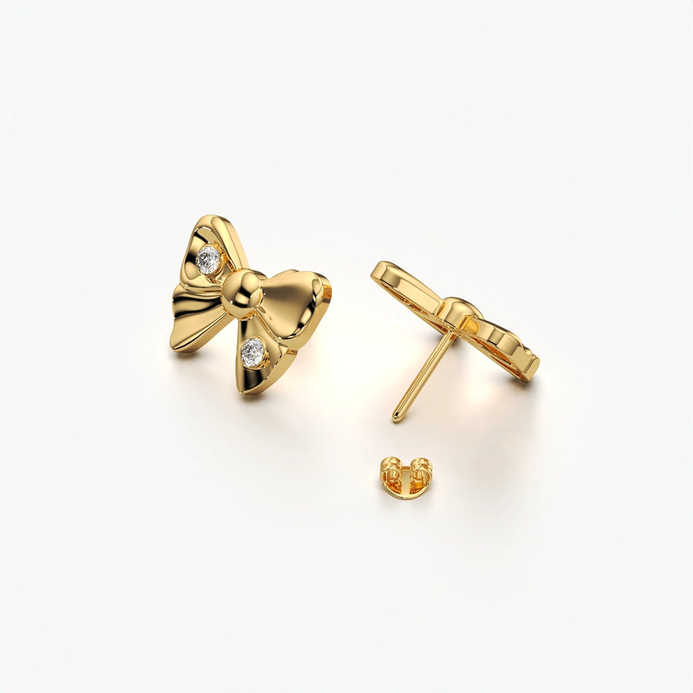 Tiny Sculpted Bow Stud Earrings