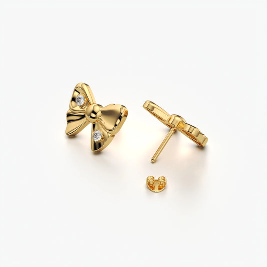 Tiny Sculpted Bow Stud Earrings