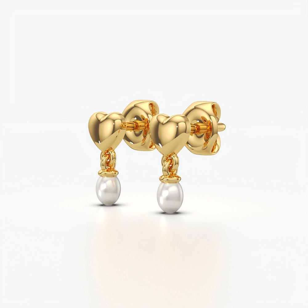 Puffy Heart Pearl Earrings