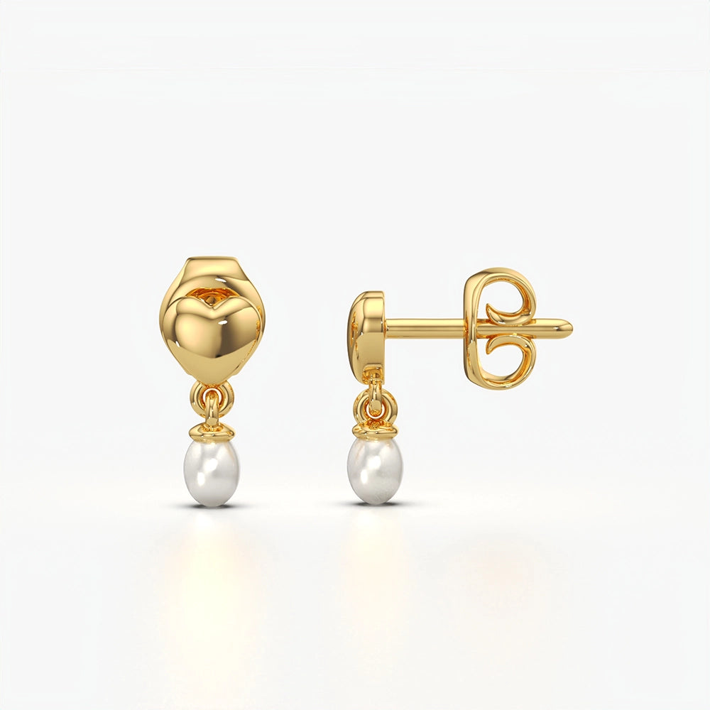 Puffy Heart Pearl Earrings