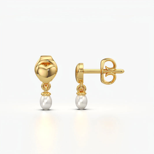 Puffy Heart Pearl Earrings