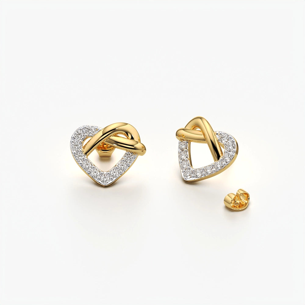 Heart Knot Pavé Stud Earrings