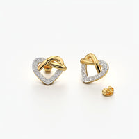 Heart Knot Pavé Stud Earrings