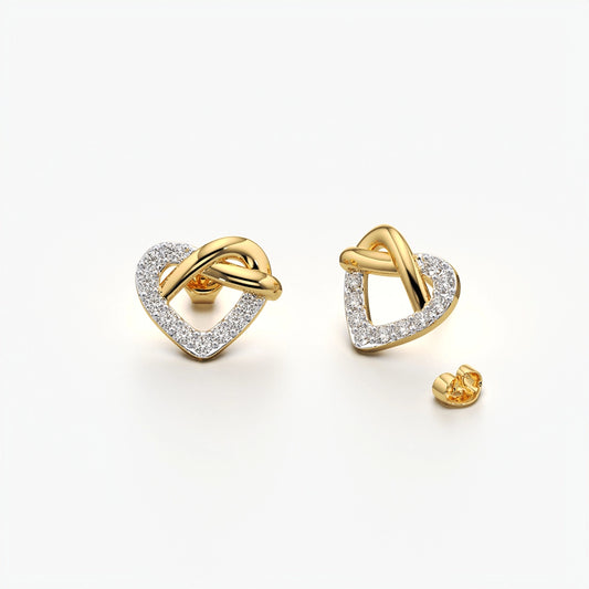 Heart Knot Pavé Stud Earrings