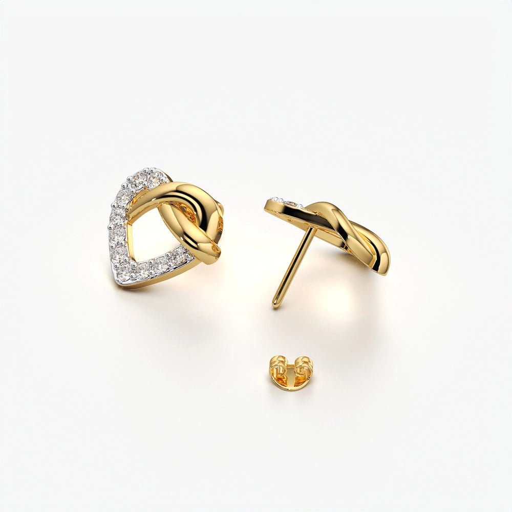 Heart Knot Pavé Stud Earrings