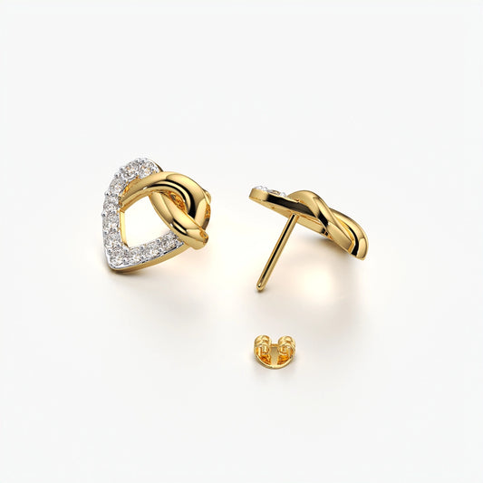 Heart Knot Pavé Stud Earrings