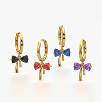 Ribbon Bow Drop Huggie Hoop Earrings