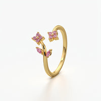 Colour Stone Flower Wrap Ring