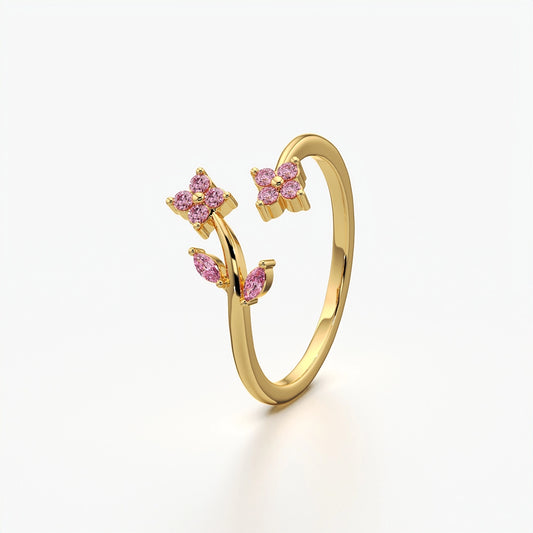Colour Stone Flower Wrap Ring