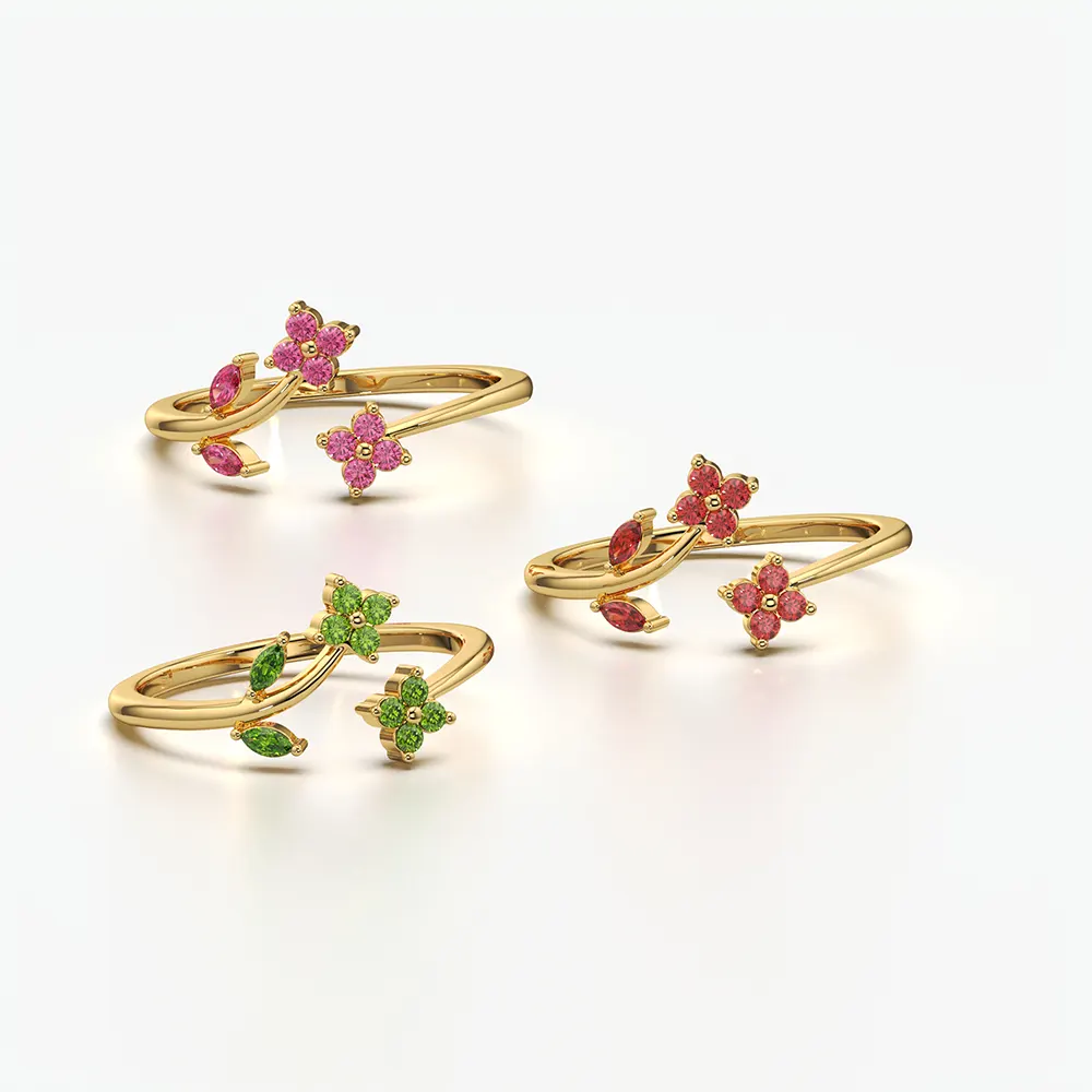 Colour Stone Flower Wrap Ring