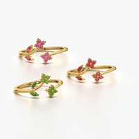 Colour Stone Flower Wrap Ring