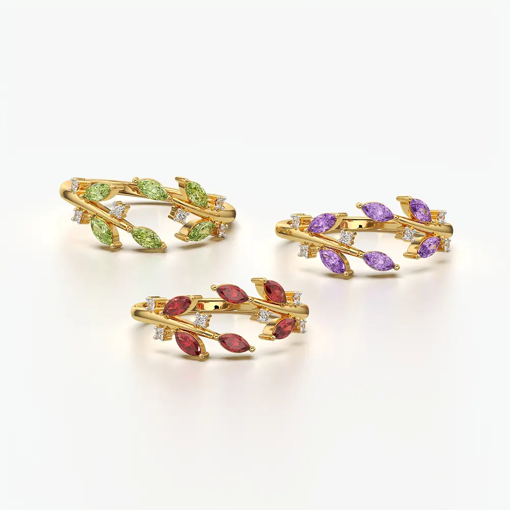 Adjustable Leaf Vine Wrap Ring