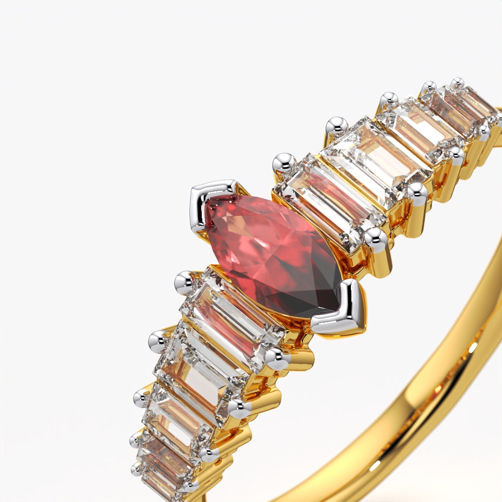 Marquise and Baguette CZ Band Ring