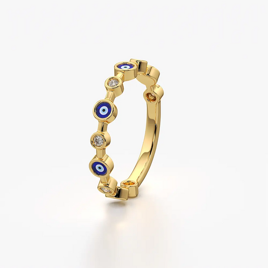 Alternating Evil Eye Half Eternity Ring