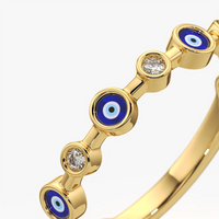 Alternating Evil Eye Half Eternity Ring