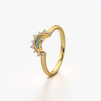 Crescent Moon Halo Stacking Ring
