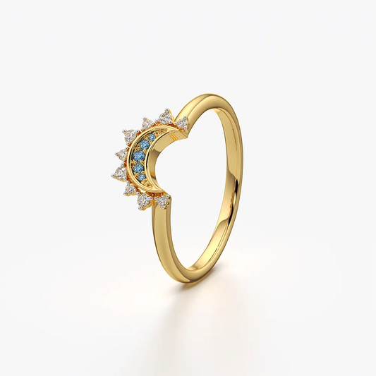 Crescent Moon Halo Stacking Ring