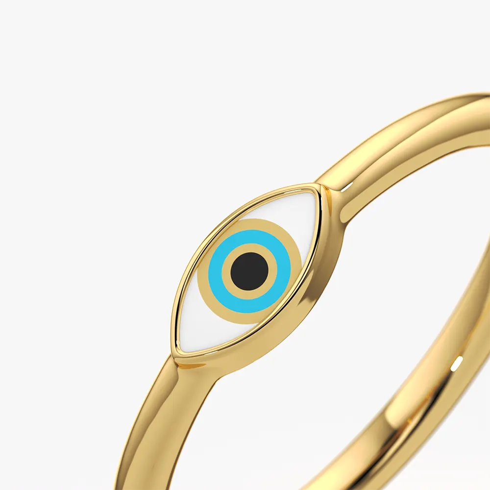 Marquise Enamel Evil Eye Stacking Ring