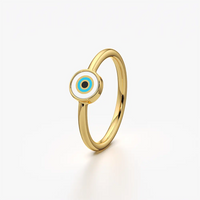 Round Enamel Evil Eye Ring