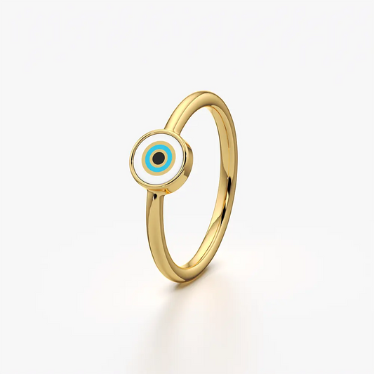 Round Enamel Evil Eye Ring