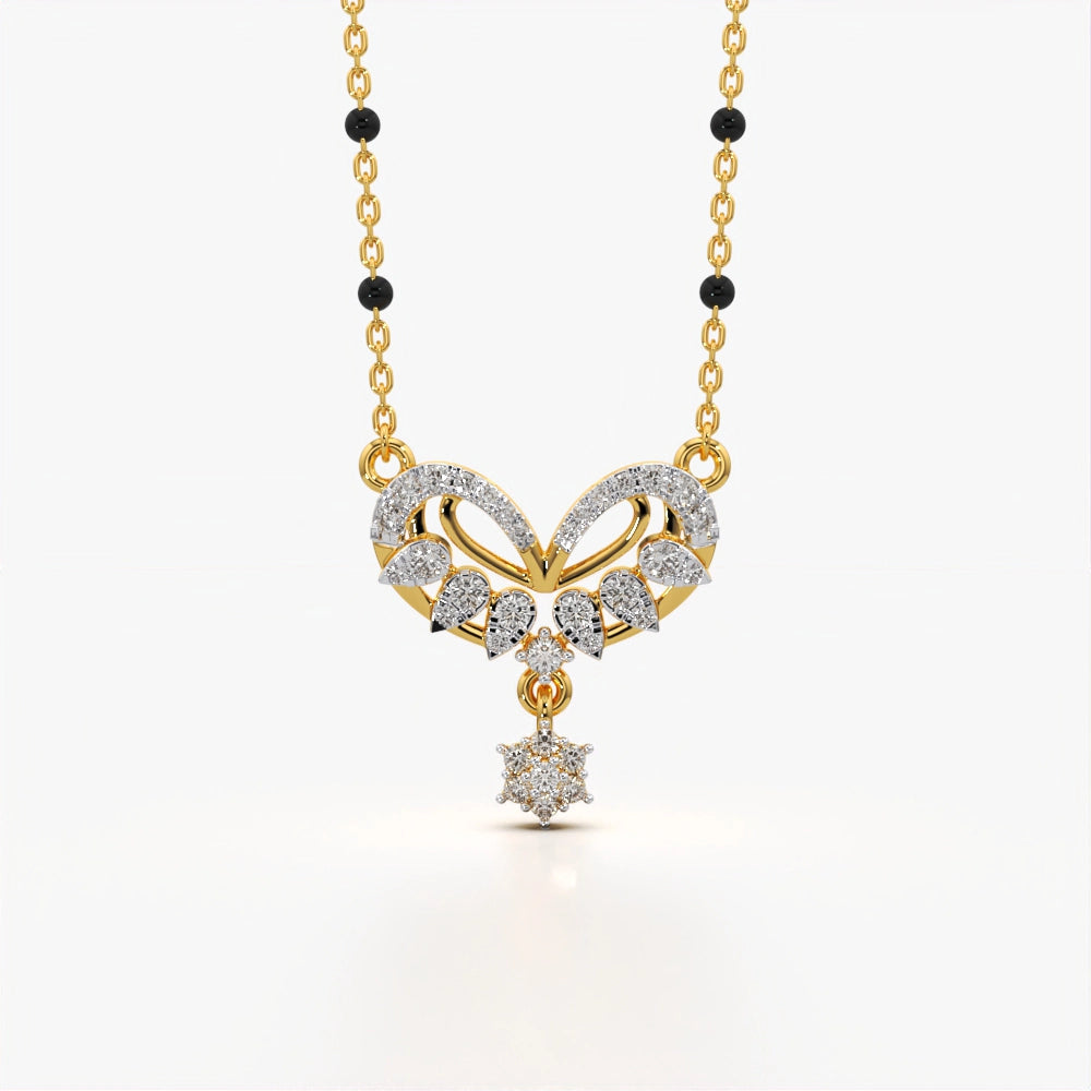 Floral Heart Drop Modern Mangalsutra