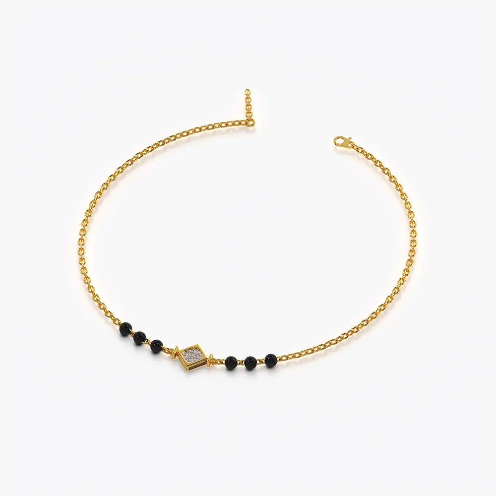 Tilted Square Black Bead Mangalsutra Bracelet