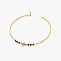Tilted Square Black Bead Mangalsutra Bracelet