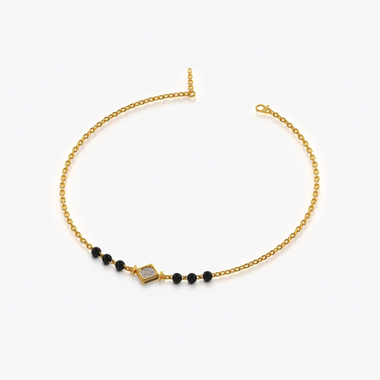 Tilted Square Black Bead Mangalsutra Bracelet