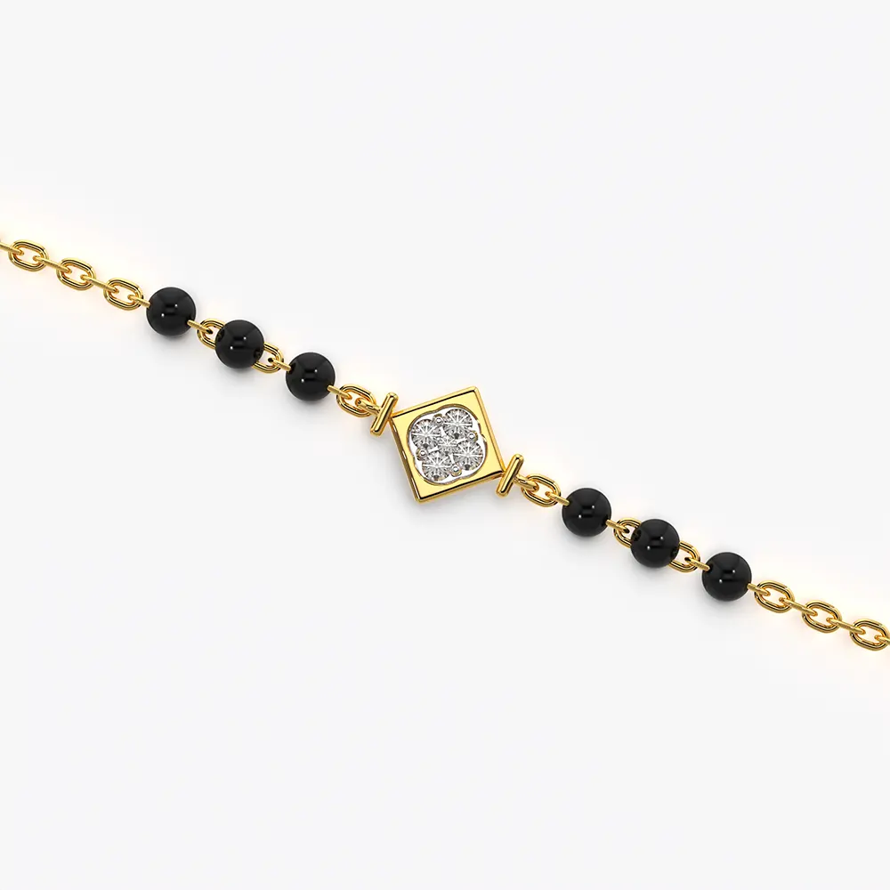 Tilted Square Black Bead Mangalsutra Bracelet
