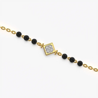 Tilted Square Black Bead Mangalsutra Bracelet