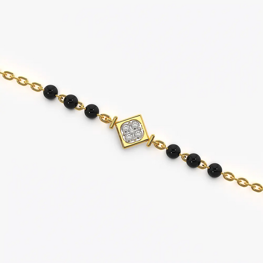 Tilted Square Black Bead Mangalsutra Bracelet