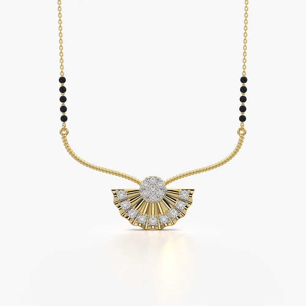 Art Deco Fan Sunburst Mangalsutra Necklace