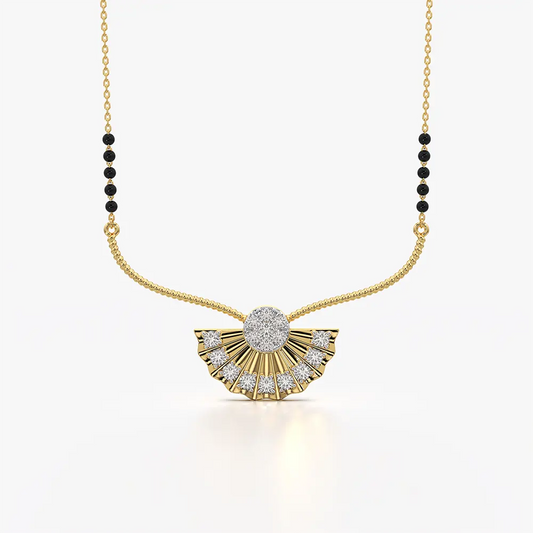 Art Deco Fan Sunburst Mangalsutra Necklace