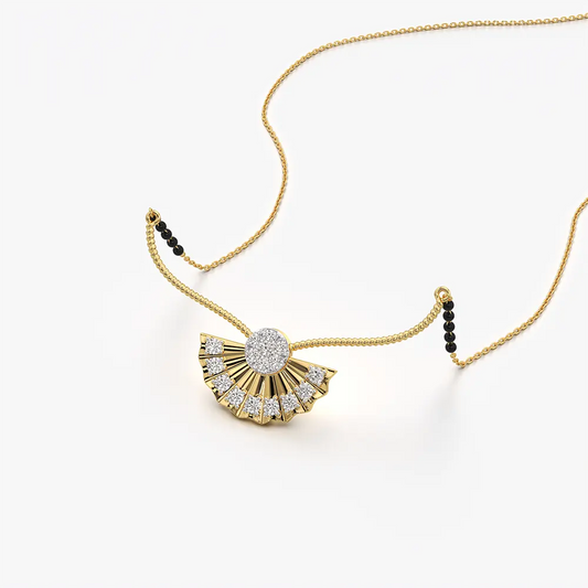 Art Deco Fan Sunburst Mangalsutra Necklace