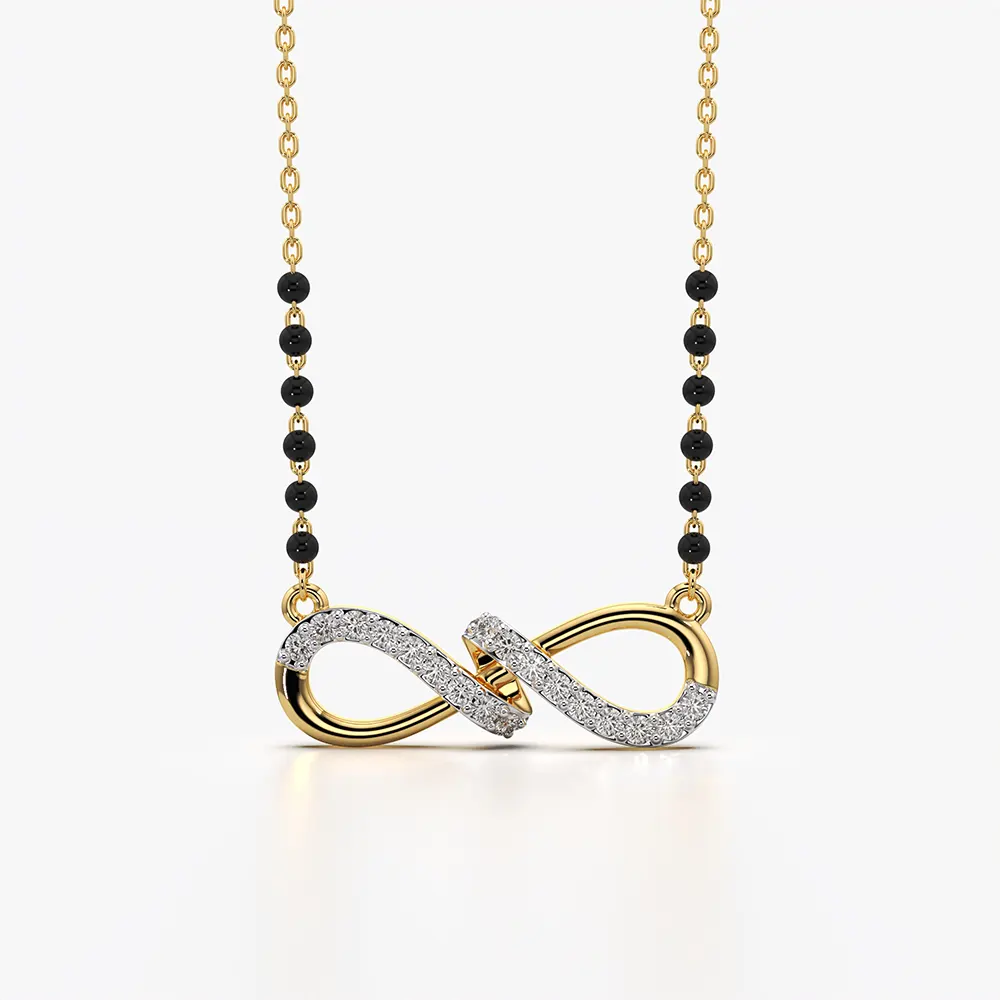 Half Pavé Infinity Beaded Mangalsutra