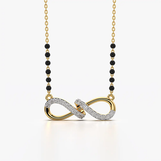 Half Pavé Infinity Beaded Mangalsutra