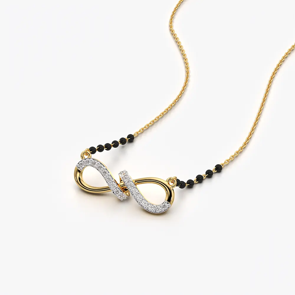 Half Pavé Infinity Beaded Mangalsutra