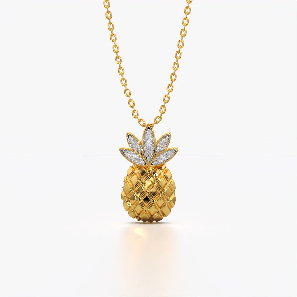 Pave Leaf Pineapple Necklace
