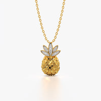 Textured Pineapple Pendant Necklace