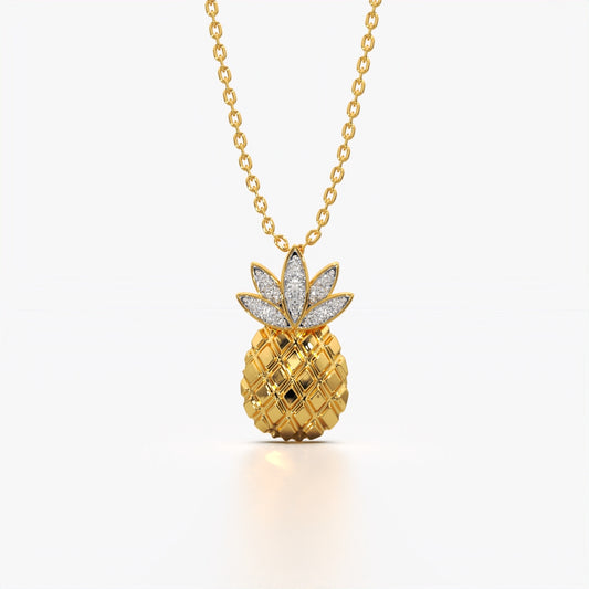 Textured Pineapple Pendant Necklace