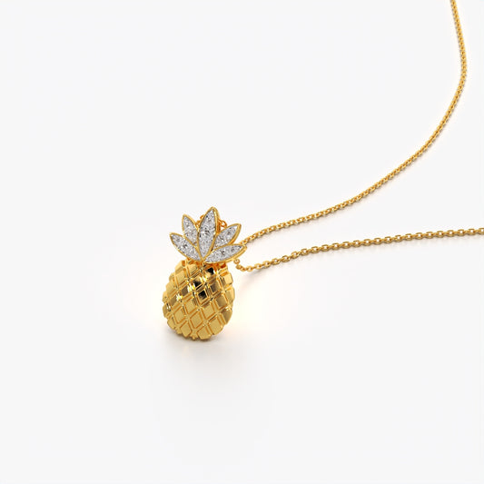 Pave Leaf Pineapple Necklace