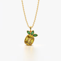Bezel Pineapple Pendant Necklace