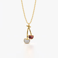 Double Cherry Charm Pendant Necklace