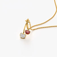 Double Cherry Charm Pendant Necklace