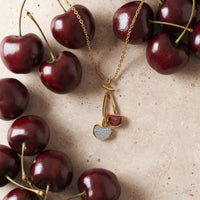 Double Cherry Charm Pendant Necklace